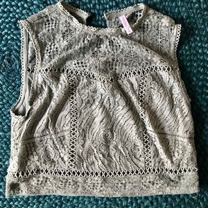 Xhilaration - Lace Coral Green Crop Top